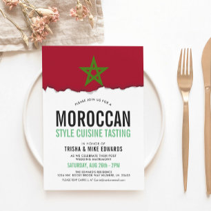Cuisine marocaine Invitation blanc du drapeau du