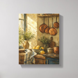 Cuisine Matinale Cuivre Toile de Nature Morte Rust