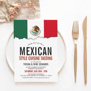 Cuisine mexicaine Invitation blanc du drapeau du