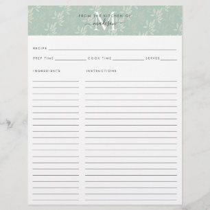 Cuisine mignonne Monogramme Turquoise Floral Botan