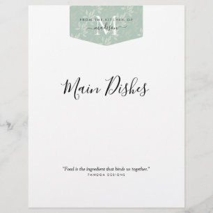 Cuisine Monogramme Floral Turquoise Vert Recette D