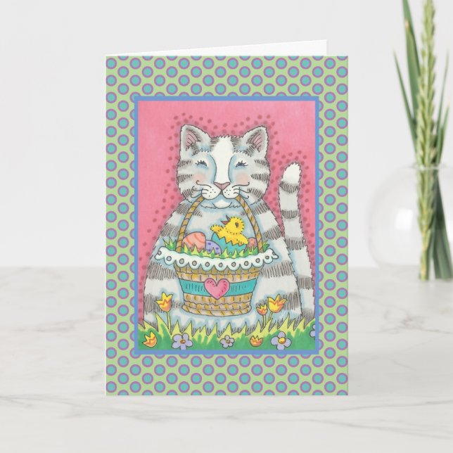 CUISINE & PANIER DE PÂQUES, CARTE DE SALUTAGE CAT  (Devant)