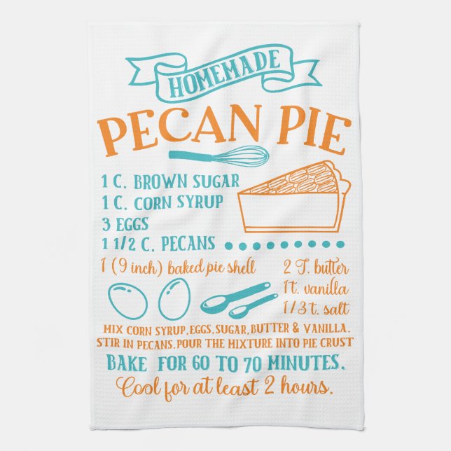 Cuisine, Pecan Pie Recette Serviette de cuisine (Vertical)