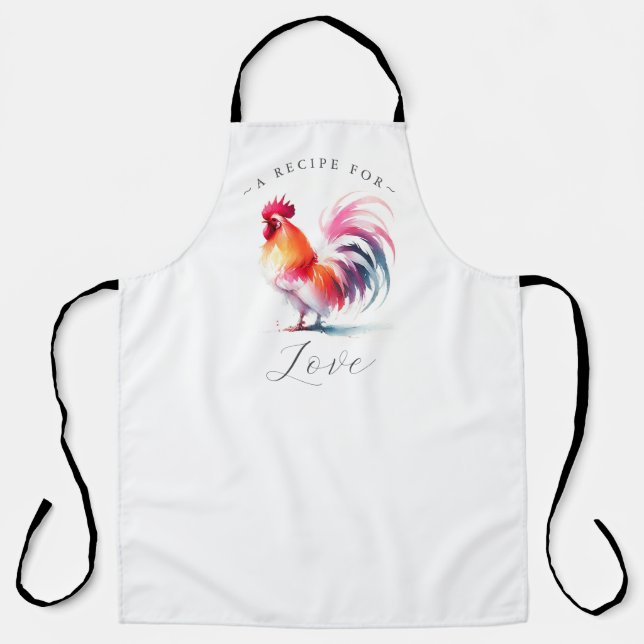 Cuisine personnalisée tablier blanc avec coq (Recto)