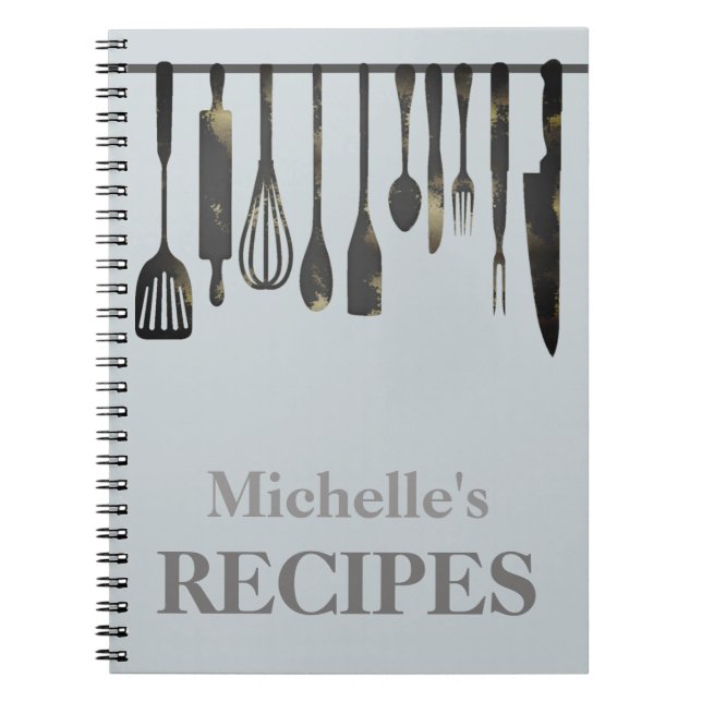 Cuisine personnalisée ustensiles recettes carnet (Devant)