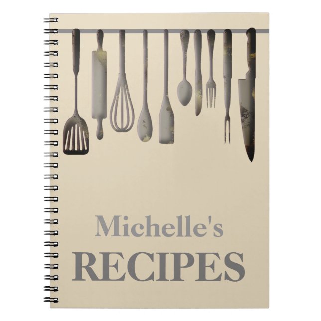 Cuisine personnalisée ustensiles recettes carnet (Devant)