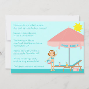 Cuisine piscine d'été invitation 5x7