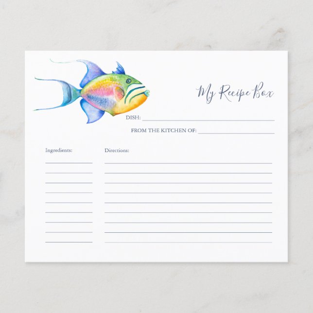 Cuisine Recette Cartes Colorful Poisson Tropical (Devant)