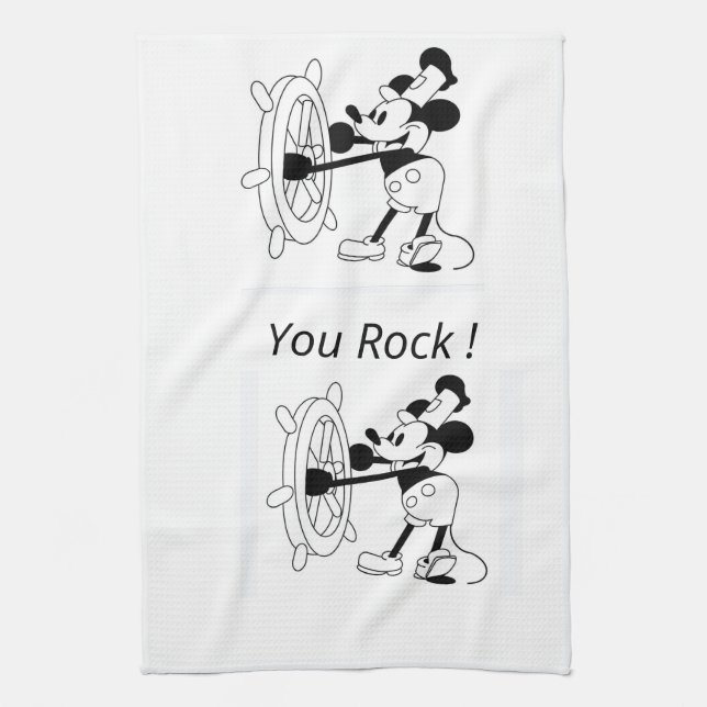 Cuisine serviette blanche Steamboat design Willie (Vertical)