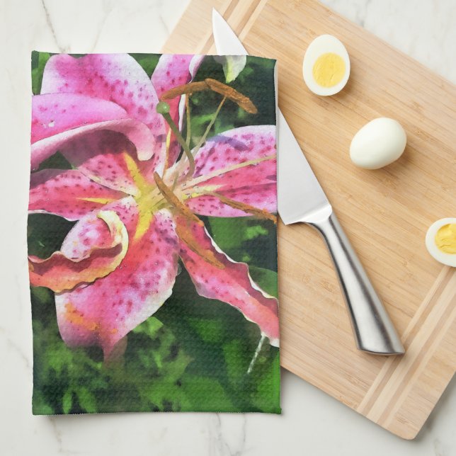 Cuisine Serviette Lys rose (Quart Plié)