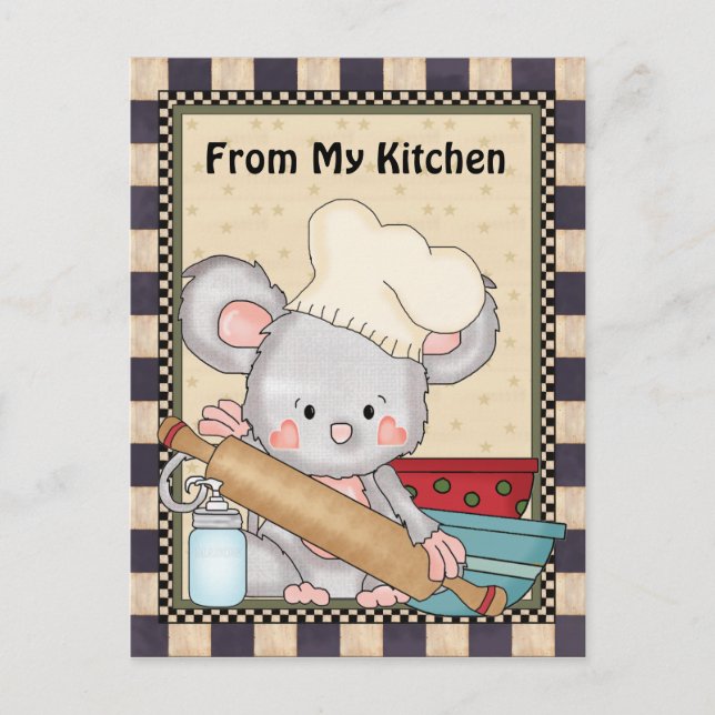 Cuisine Souris dessin animé amusant carte postale (Devant)