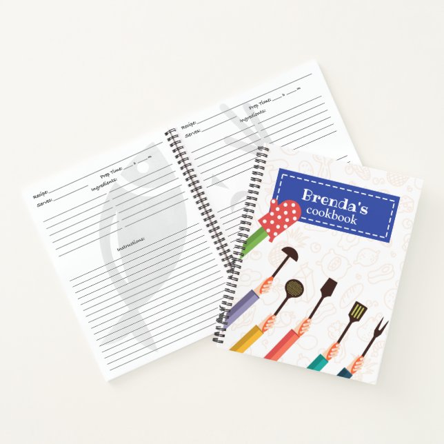 Cuisine Stuff Blue Recette Carnet spirale (Intérieur)