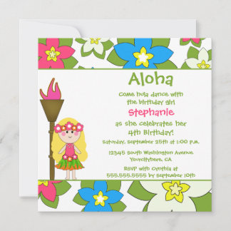 Cuisine tropicale hula invitation à la fête d'anni