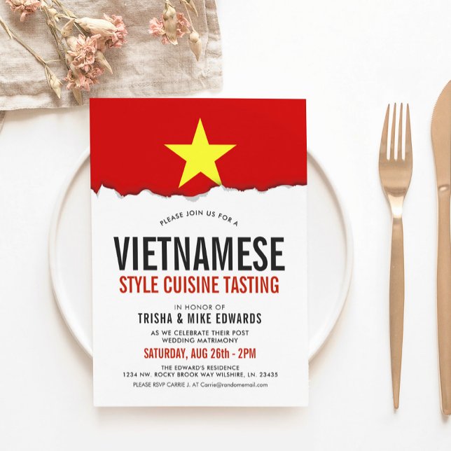 Cuisine vietnamienne | Invitation blanc du drapeau (Créateur téléchargé)
