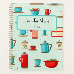 Cuisine vintage Motif Turquoise Rouge