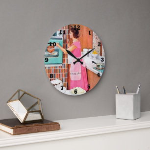 Cuisine vintage rétro mignonne Grande horloge