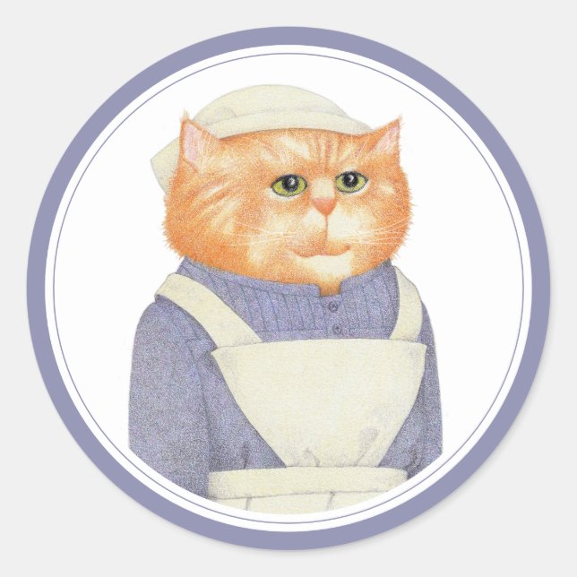 CUISINER CHAT Stickers grand rond (Devant)