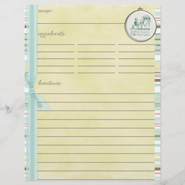 Cuisines Pour Recettes Recto Double Côté Insertion (Devant)