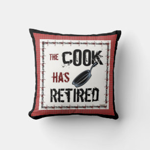 Cuisinier à la retraite Coussin blanc noir rouge