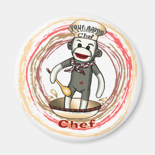 Cuisinier Sock Monkey aimant