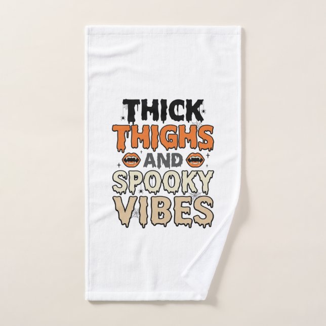 Cuisses Épaisses et Vibes Sombres Design Halloween (Serviette à main)