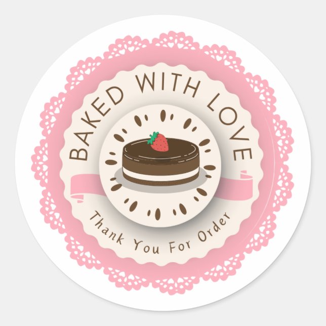 Cuit avec Amour Merci pour le sticker rond de comm (Devant)