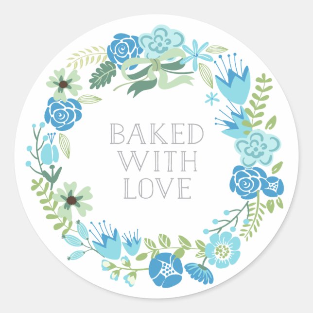 Cuit avec la couronne de fleurs d'amour | Stickers (Devant)