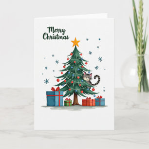 Cuite Chat Dans L'Arbre De Noël Joyeux Carte De No