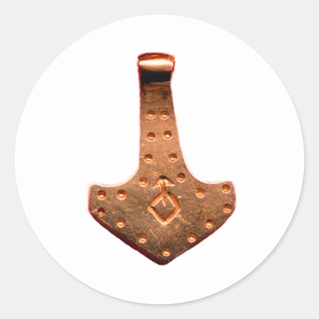 Cuivre Thor Hammer blanc gros autocollants ronds (Devant)