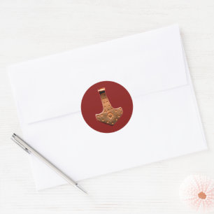 Cuivre Thor Hammer rouge petits autocollants ronds