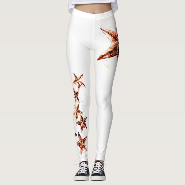 Cuivre Tones Grunge Star Leggings (Devant)