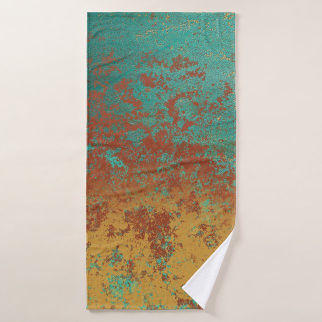 Cuivre Turquoise Bleu Orange Texture Brown (Serviette de bain)