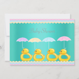 CUL DUCKS BABY SHOWER INVITATION AQUA GREEN