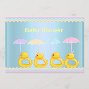 CUL DUCKS BABY SHOWER INVITATION BLEU