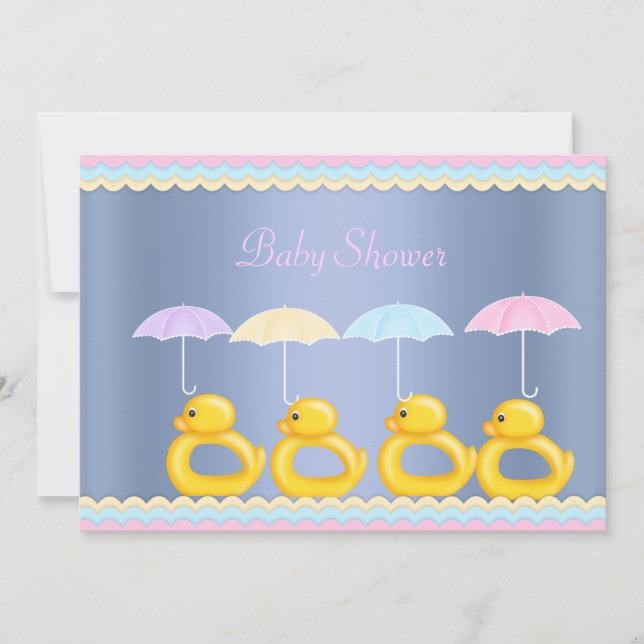 CUL DUCKS BABY SHOWER INVITATION BLEU 2 (Devant)