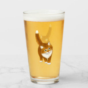 Culbuteur orange en verre de chat tigré