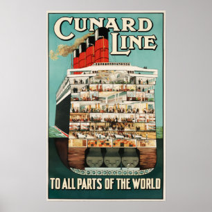 Cunard Line - Poster Vintage voyage