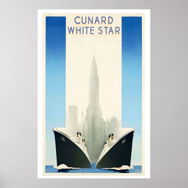 Cunard White Star Vintage Travel Poster (Devant)