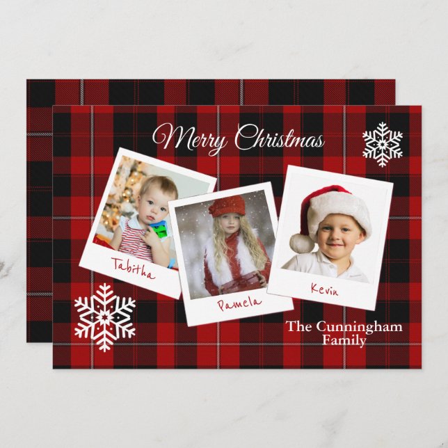 Cunningham Plaid Christmas Multi Carte photo (Devant / Derrière)