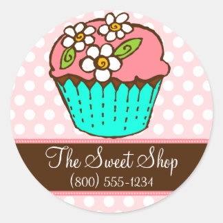Cupcake à fleurs - Autocollant personnalisé