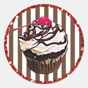 Cupcake au chocolat avec Stickers Cerise