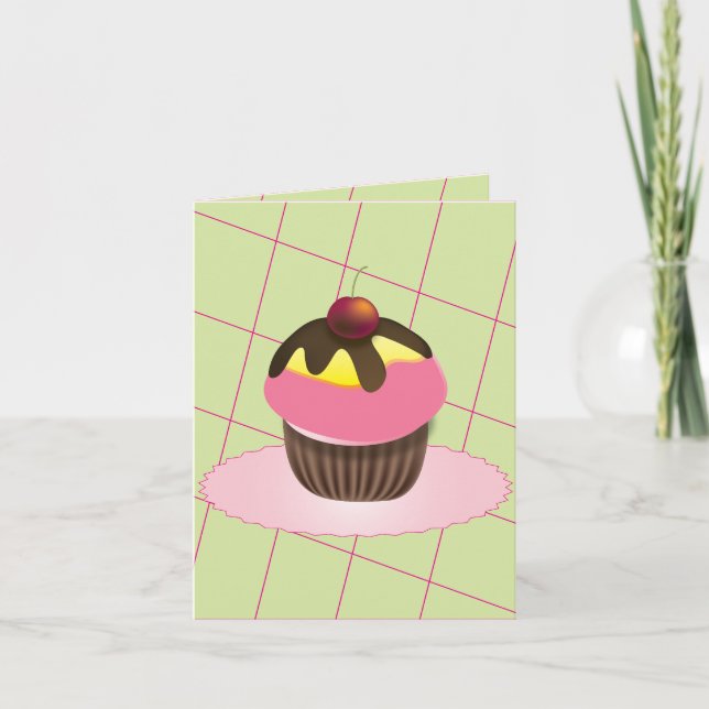 Cupcake avec carte d'anniversaire cerise (Devant)