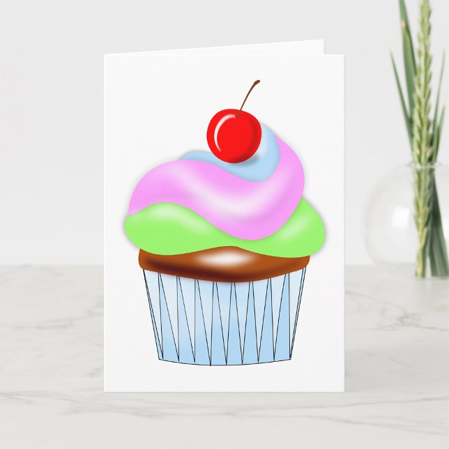 Cupcake Avec Cerise Sur Les Cartes De Voeux Top (Créateur téléchargé)