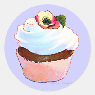 Cupcake avec des autocollants Pansy Art Design