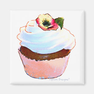 Cupcake avec Pansy Art Design Magnet