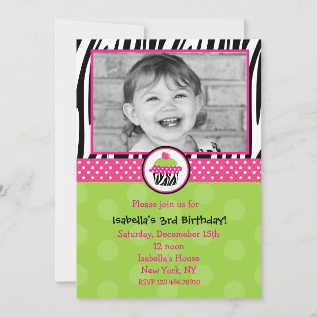 Cupcake Birthday Invitations avec photo (Devant)