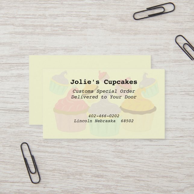 Cupcake Business - Carte de visite (Devant/Arrière en situation)