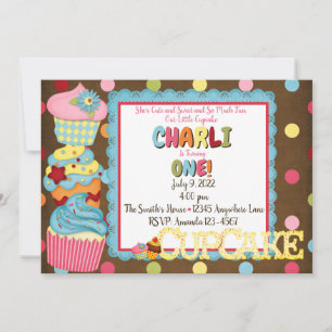 Cupcake Cake Anniversaire Fête Invitations