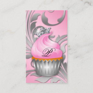 Cupcake Carte de visite Couronne Classé Argent Ros