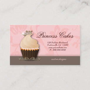 Cupcake Carte de visite Couronne rose crème Brown